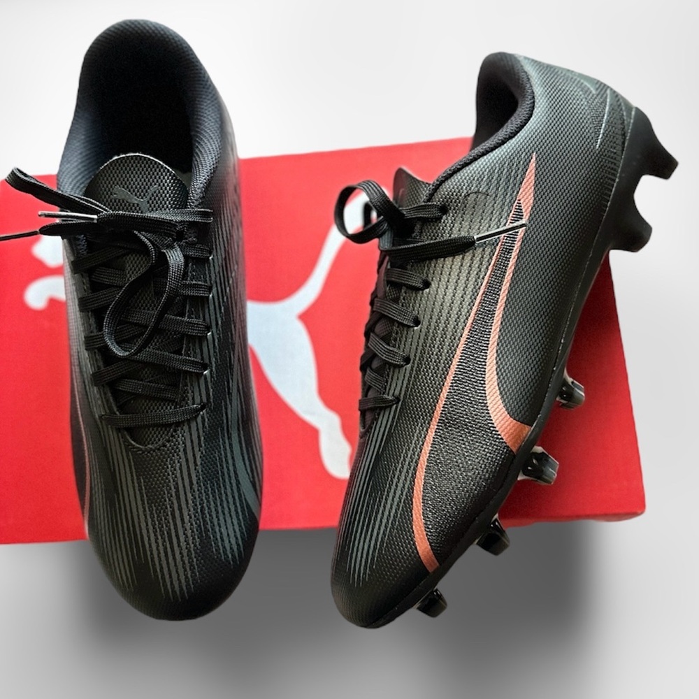NIB Puma Ultra Play FG/AG Junior in Black|Copper Rose - Big Girls 5.5